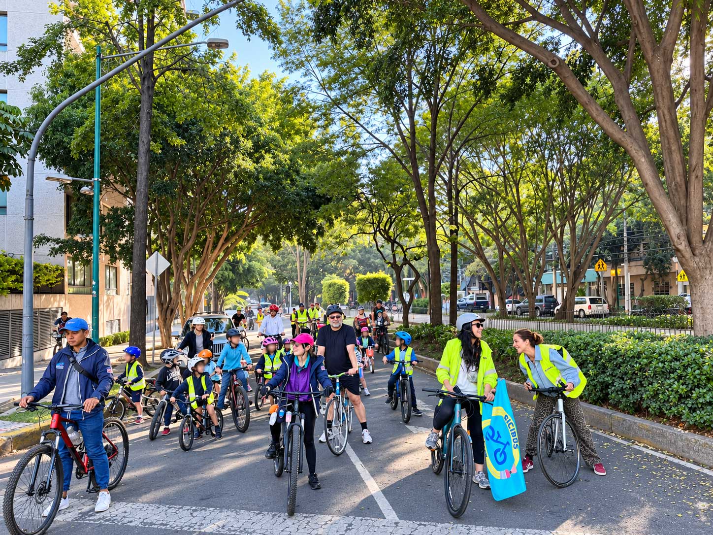 family riding bike