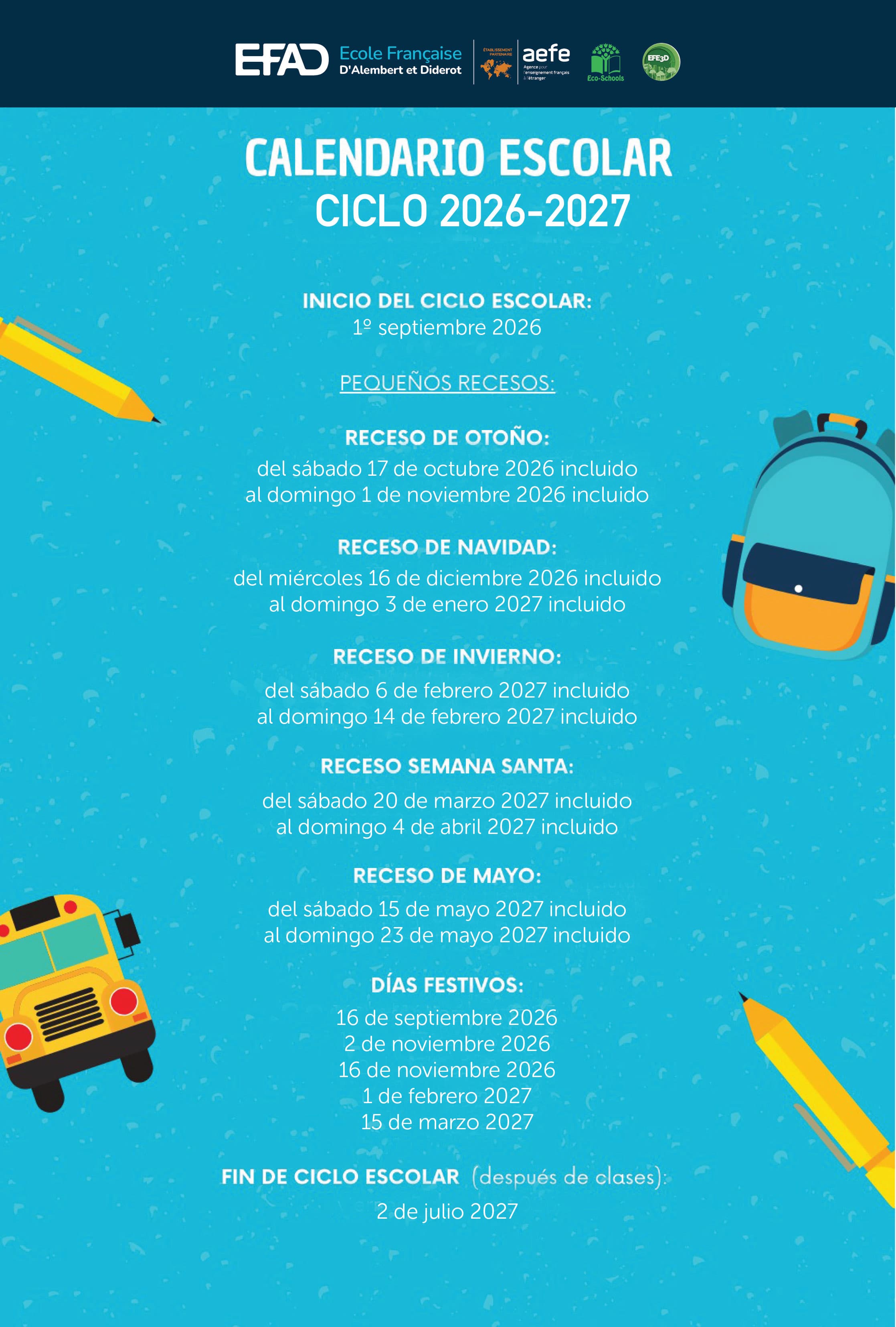 Calendario escolar 2025-2026 ES